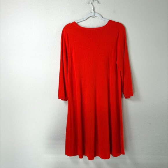 Ann Taylor Loft A Line Sweater Dress Size M Orange V Neck 3/4 Sleeve NWT - Picture 3 of 10